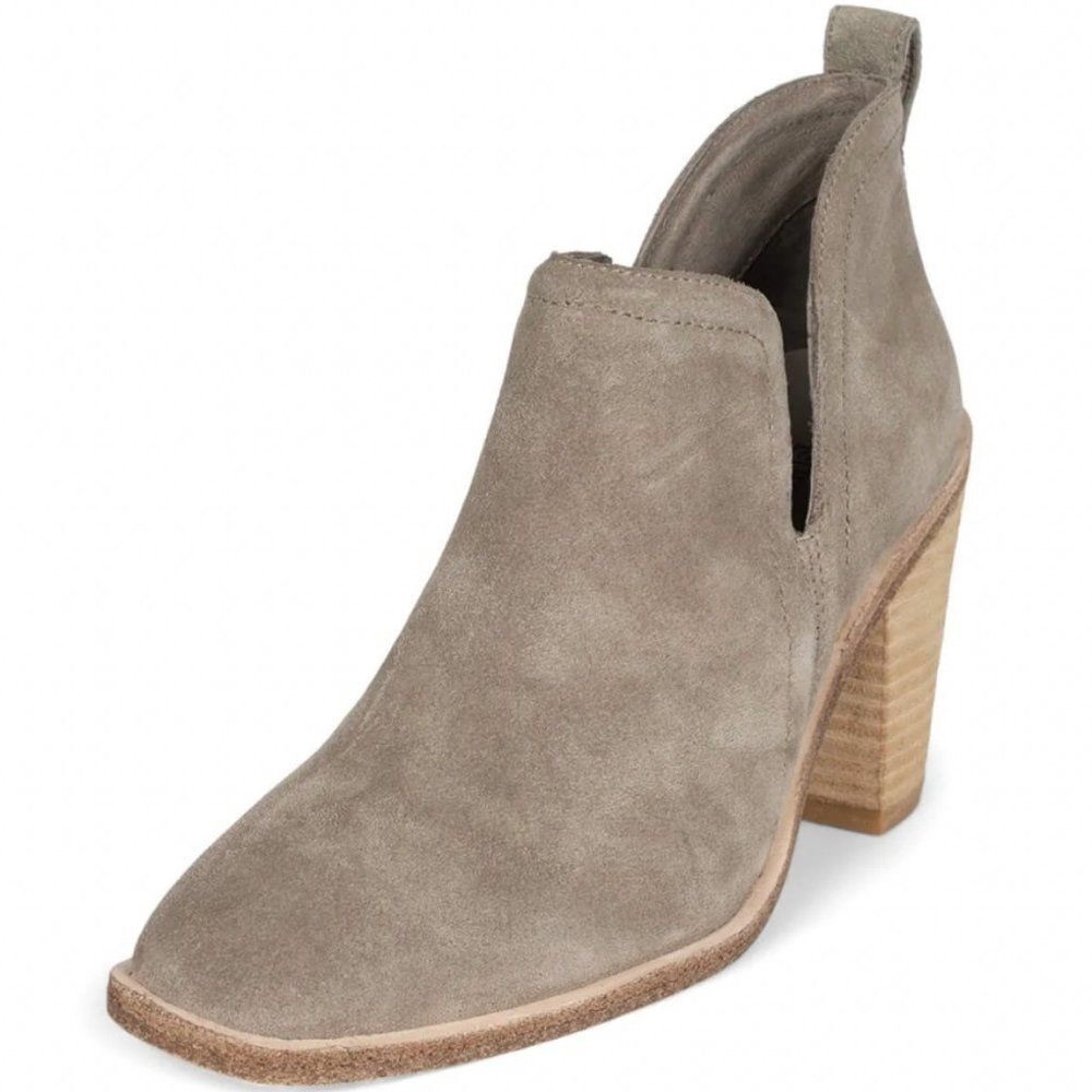 Jeffrey Campbell Rosee Taupe Suede Block Heel Ankle Booties Size 10